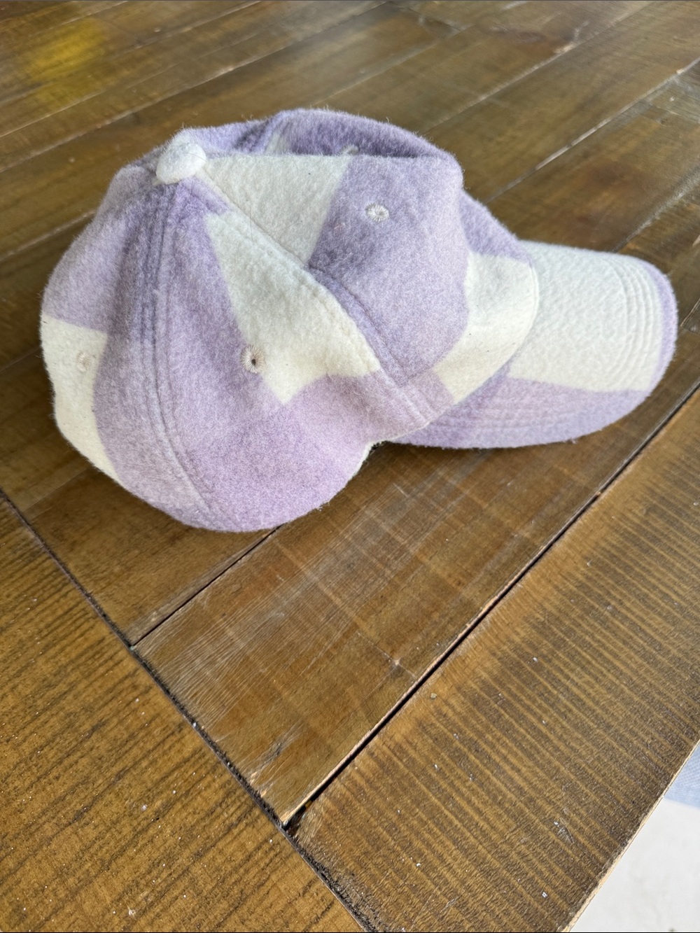 Steve Madden Lavender and Cream Checkerboard Baseball Cap